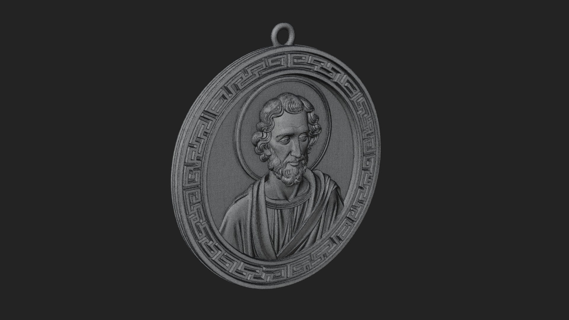 Bearded Saint Oval Relief Plaque Design 3 3D Print Model 3D Model
