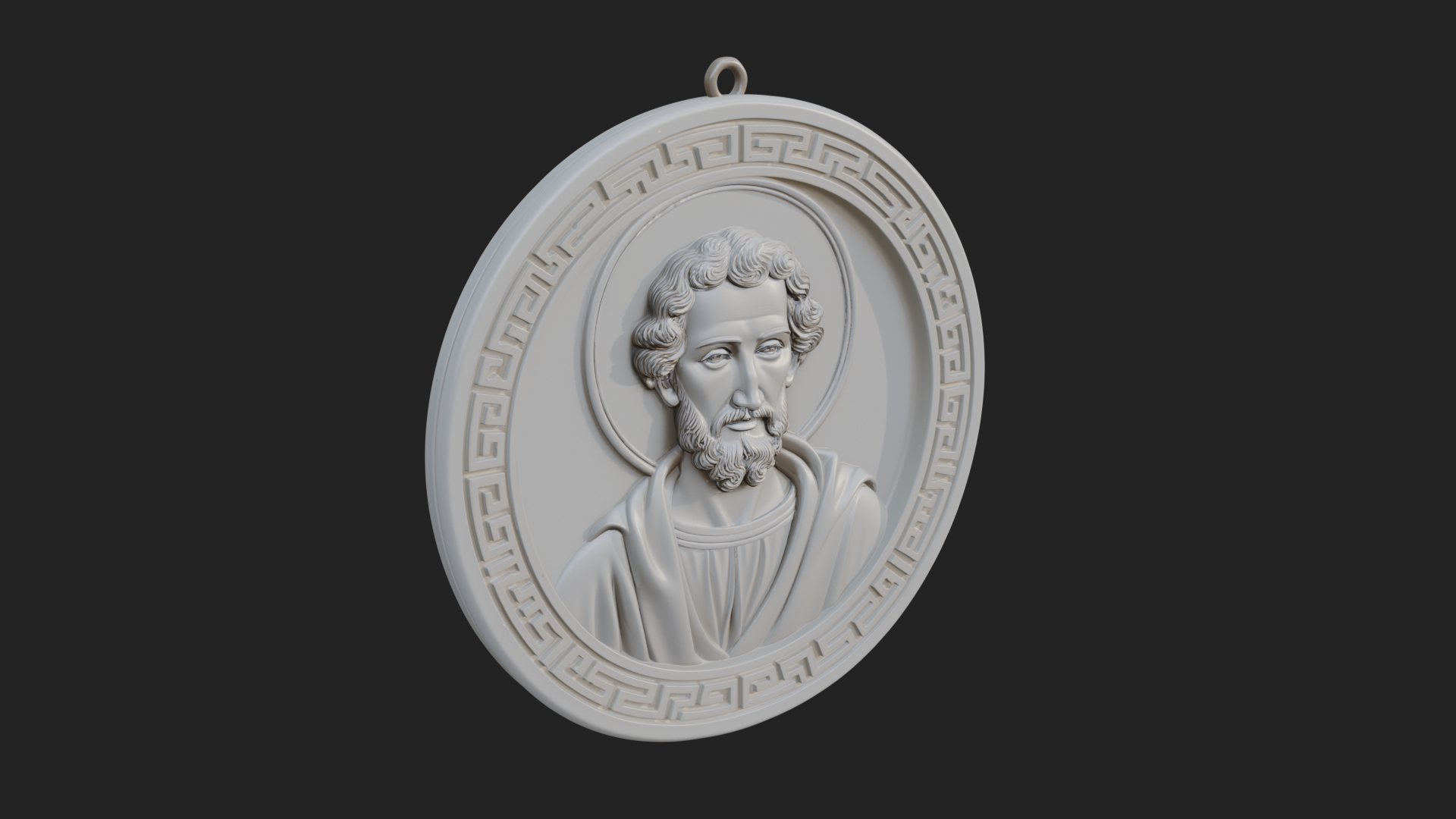 Bearded Saint Oval Relief Plaque Design 4 3D Print Model 3D Model