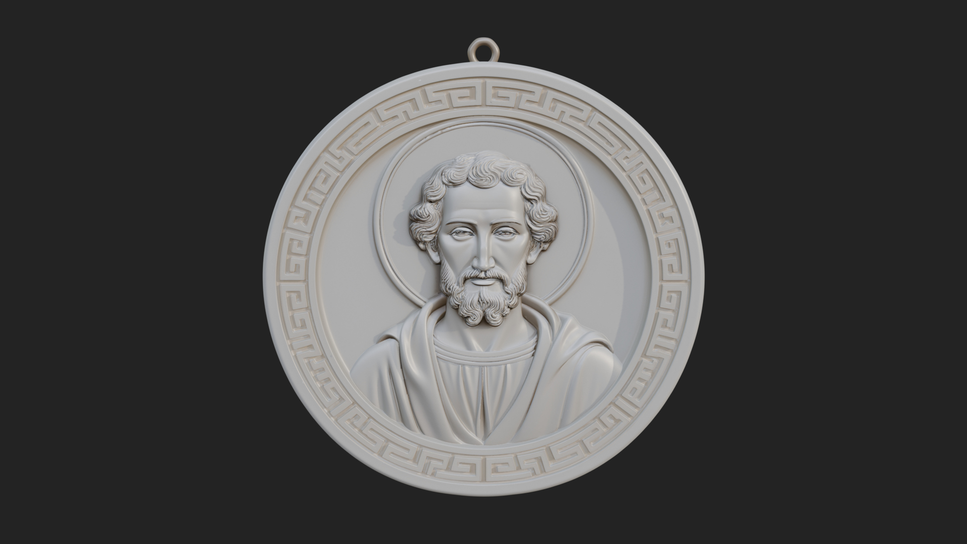 Bearded Saint Oval Relief Plaque Design 4 3D Print Model 3D Model