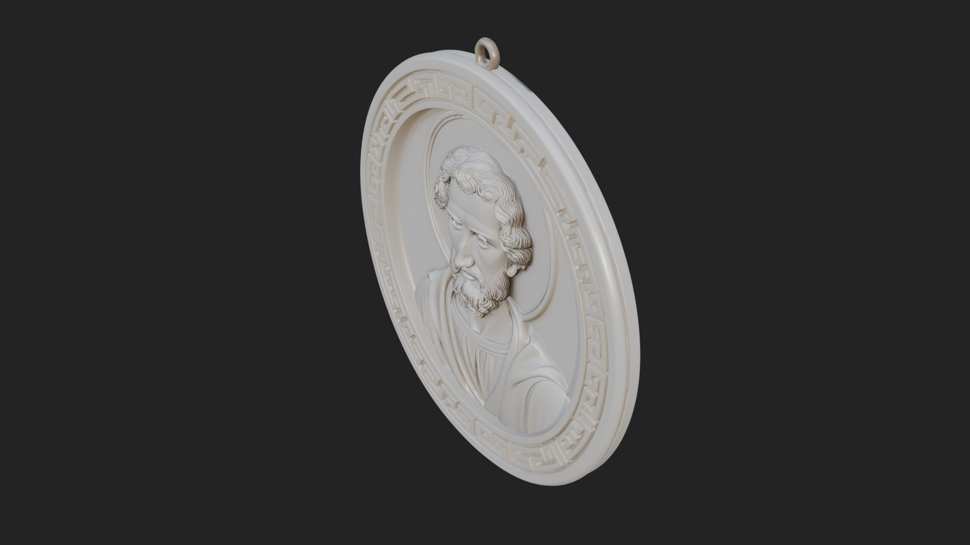 Bearded Saint Oval Relief Plaque Design 4 3D Print Model 3D Model