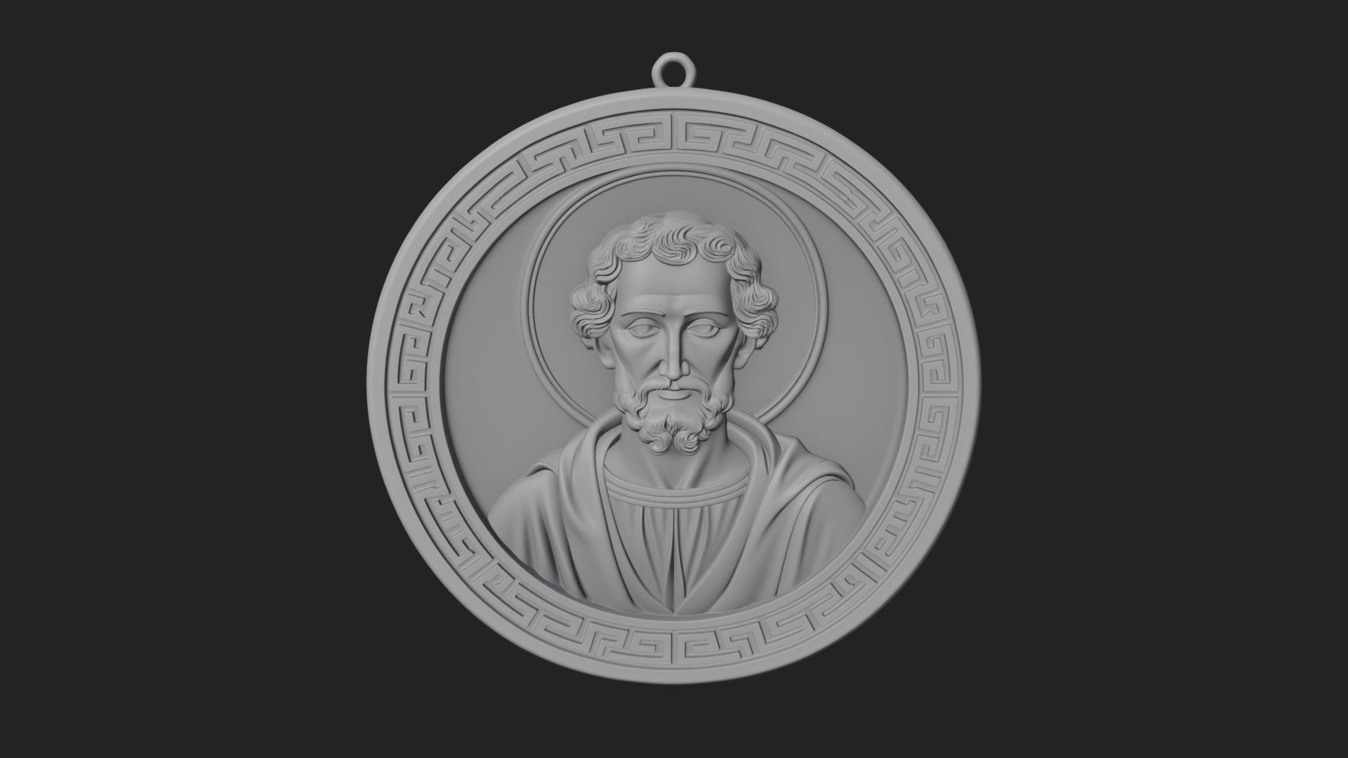 Bearded Saint Oval Relief Plaque Design 4 3D Print Model 3D Model