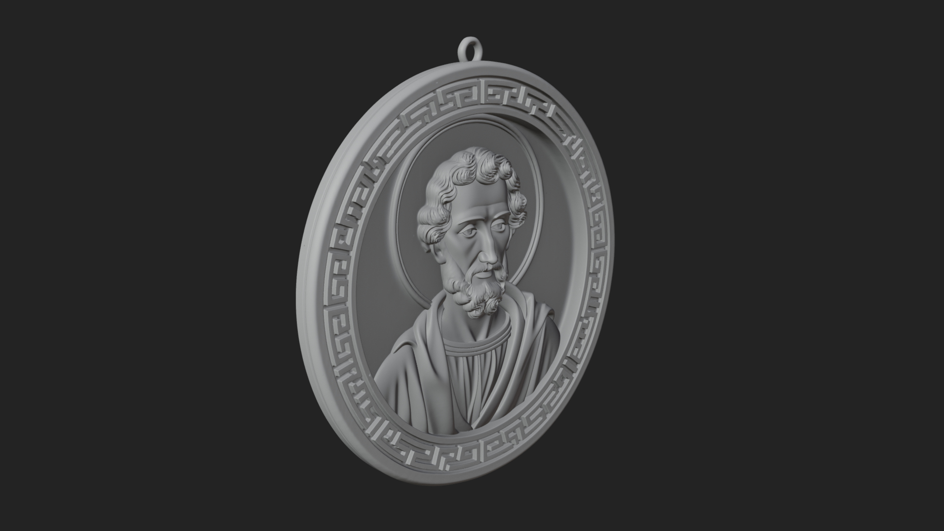 Bearded Saint Oval Relief Plaque Design 4 3D Print Model 3D Model