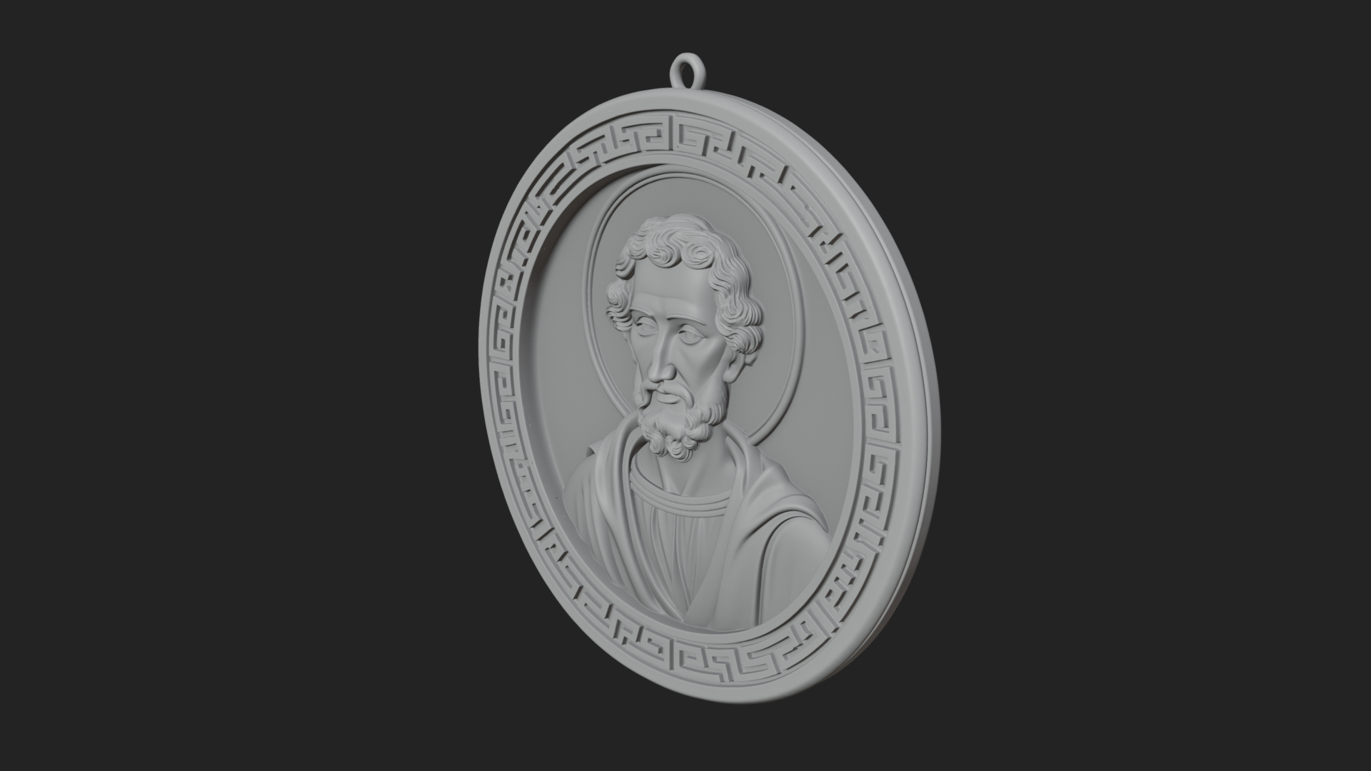 Bearded Saint Oval Relief Plaque Design 4 3D Print Model 3D Model