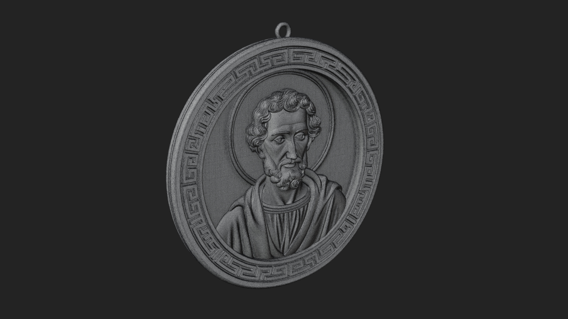 Bearded Saint Oval Relief Plaque Design 4 3D Print Model 3D Model