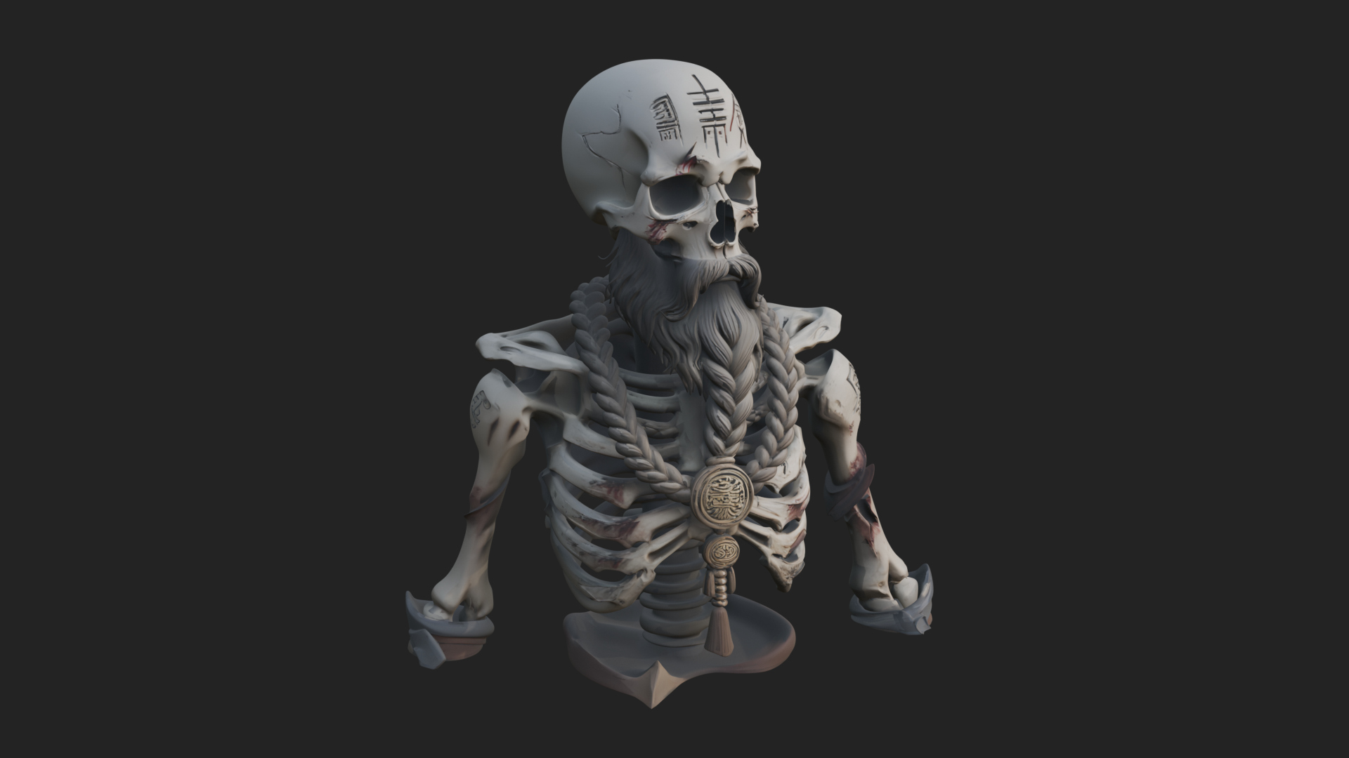 Bearded Skeleton Bust Statue Design 1 3D Print Model 3D Model