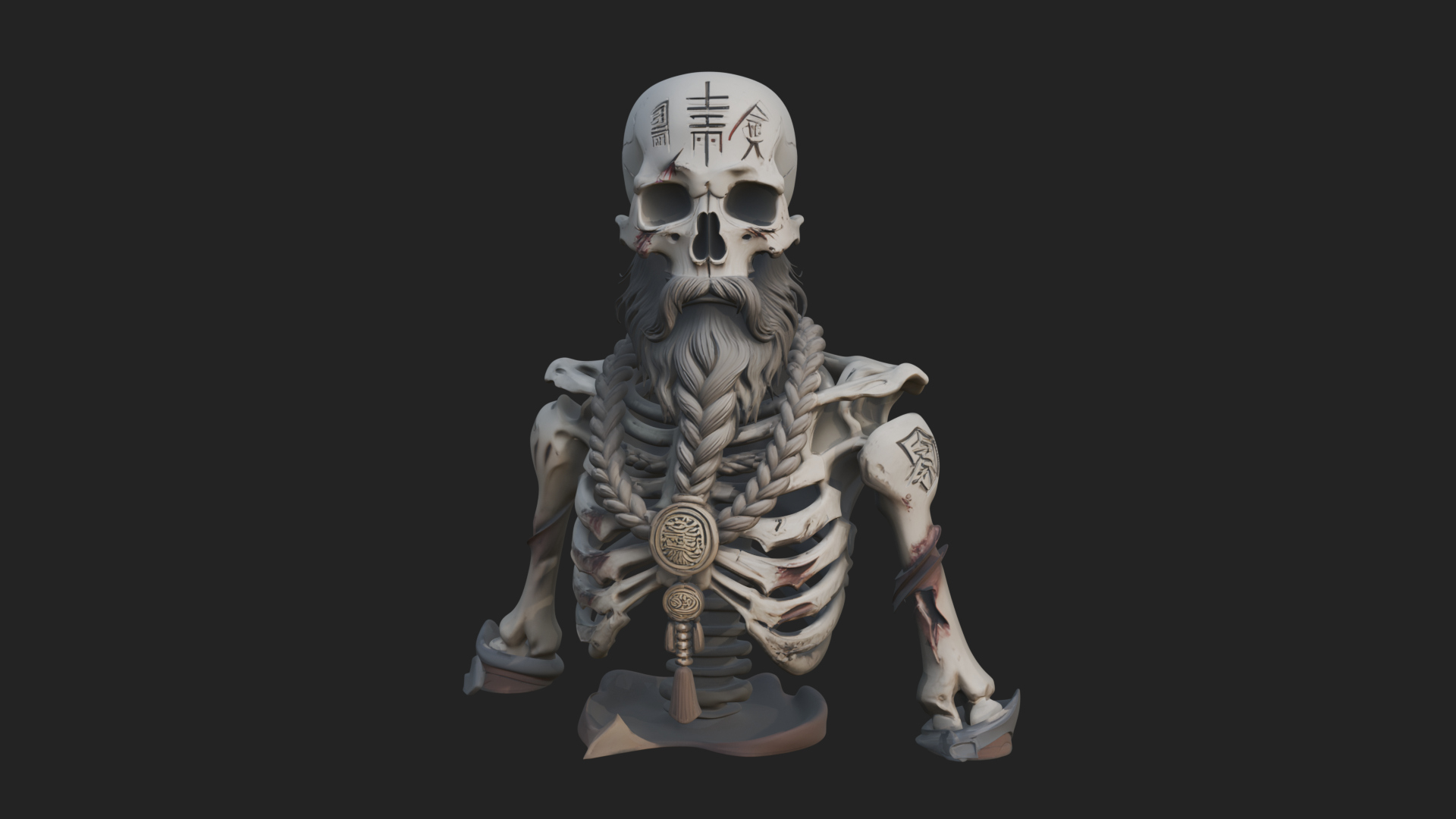 Bearded Skeleton Bust Statue Design 1 3D Print Model 3D Model