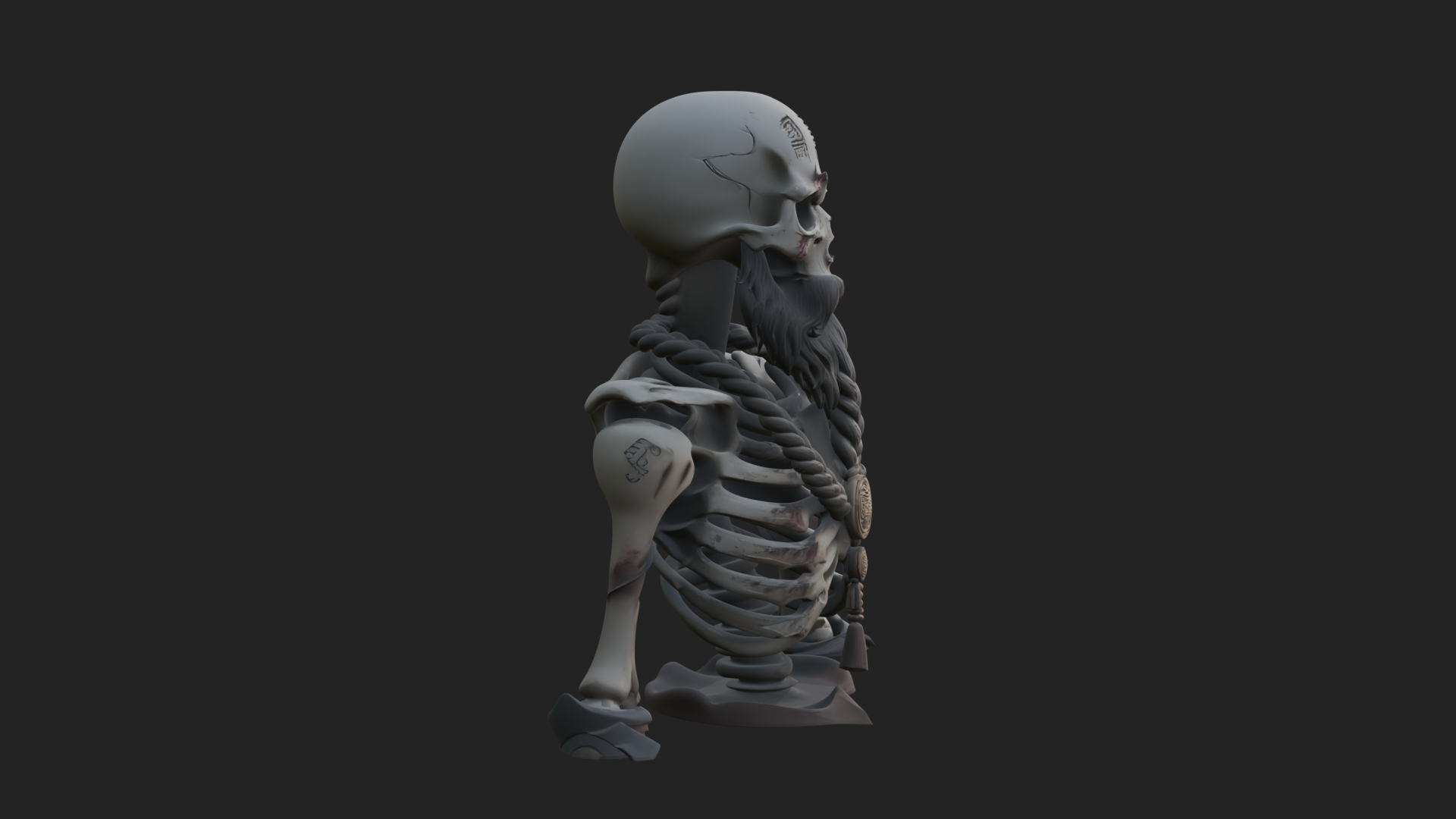 Bearded Skeleton Bust Statue Design 1 3D Print Model 3D Model