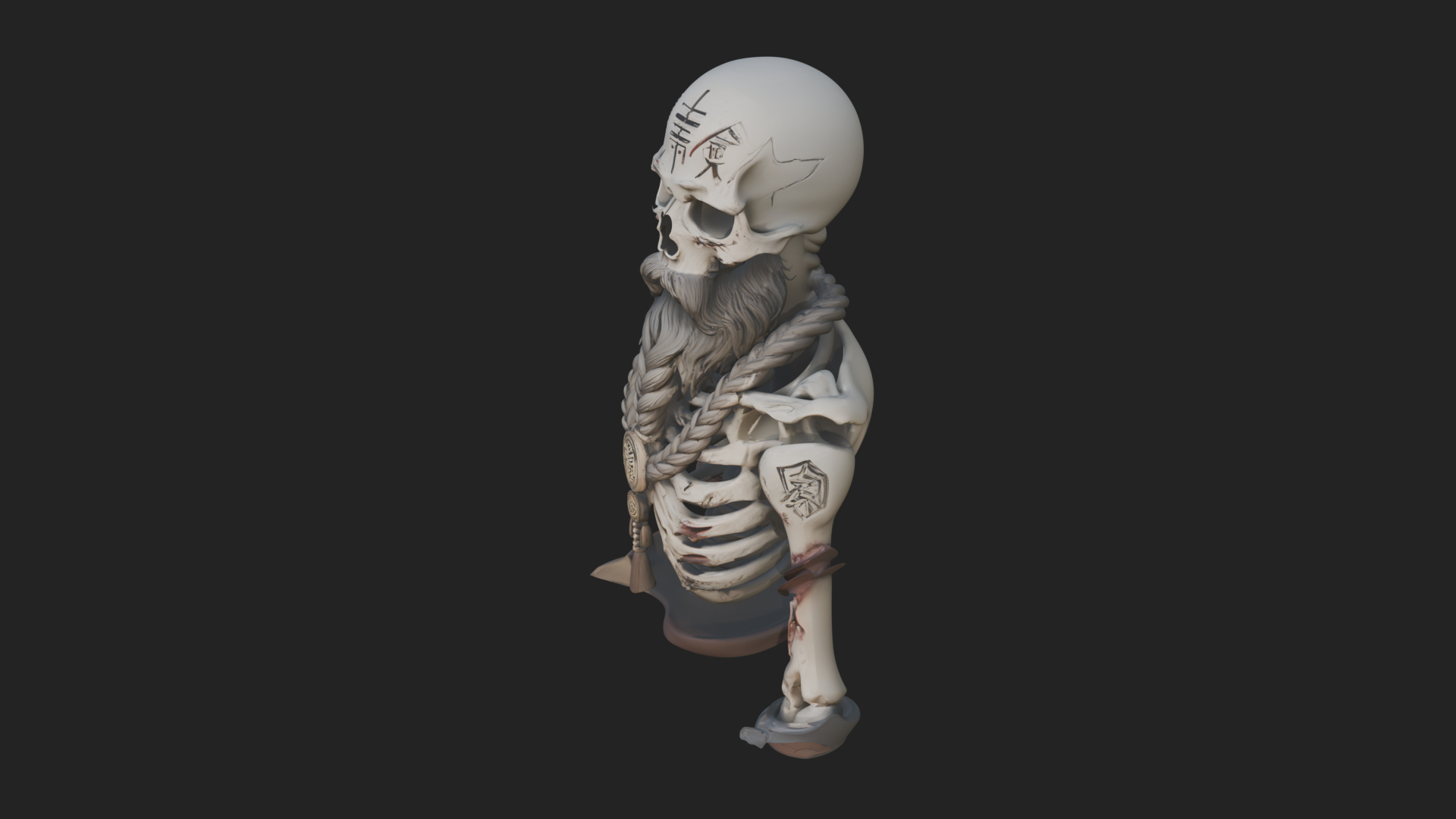 Bearded Skeleton Bust Statue Design 1 3D Print Model 3D Model