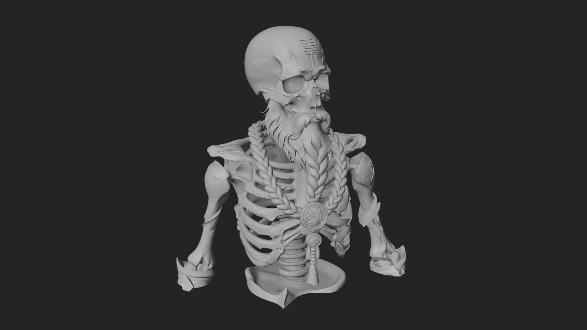 Bearded Skeleton Bust Statue Design 1 3D Print Model 3D Model
