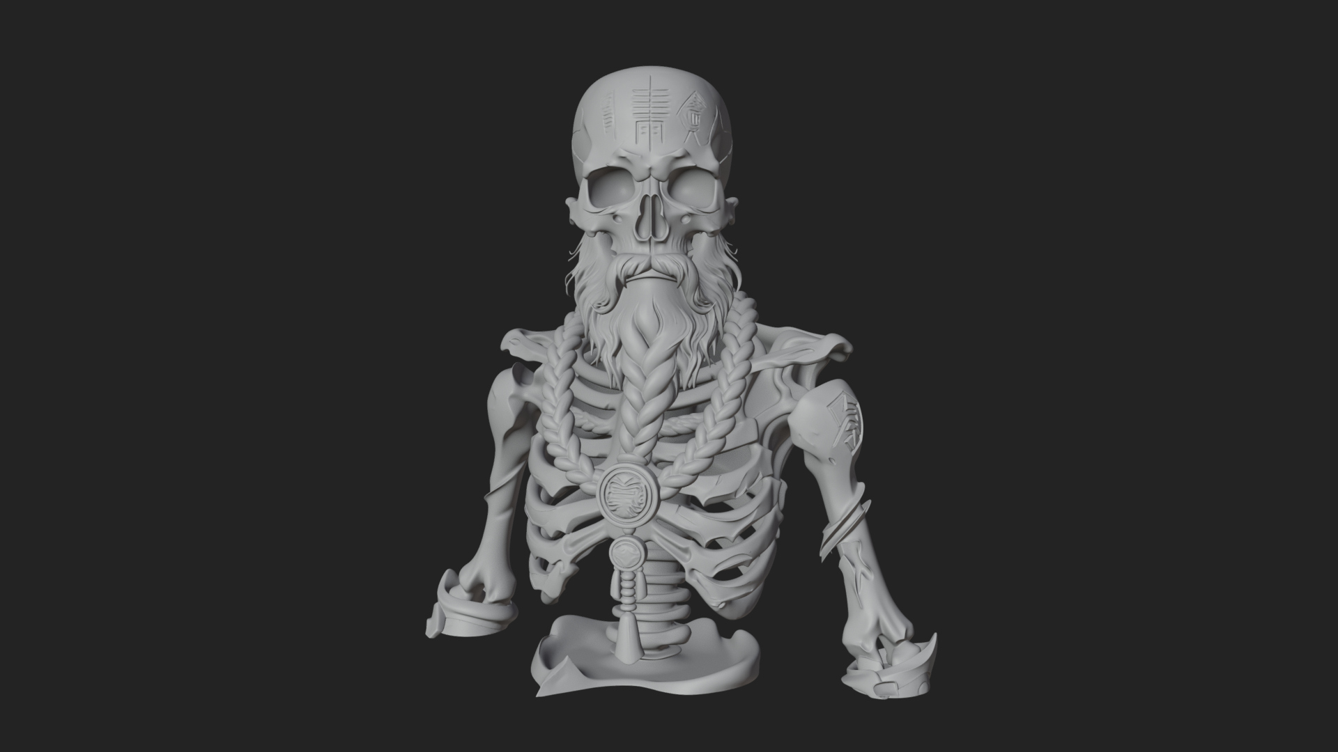 Bearded Skeleton Bust Statue Design 1 3D Print Model 3D Model