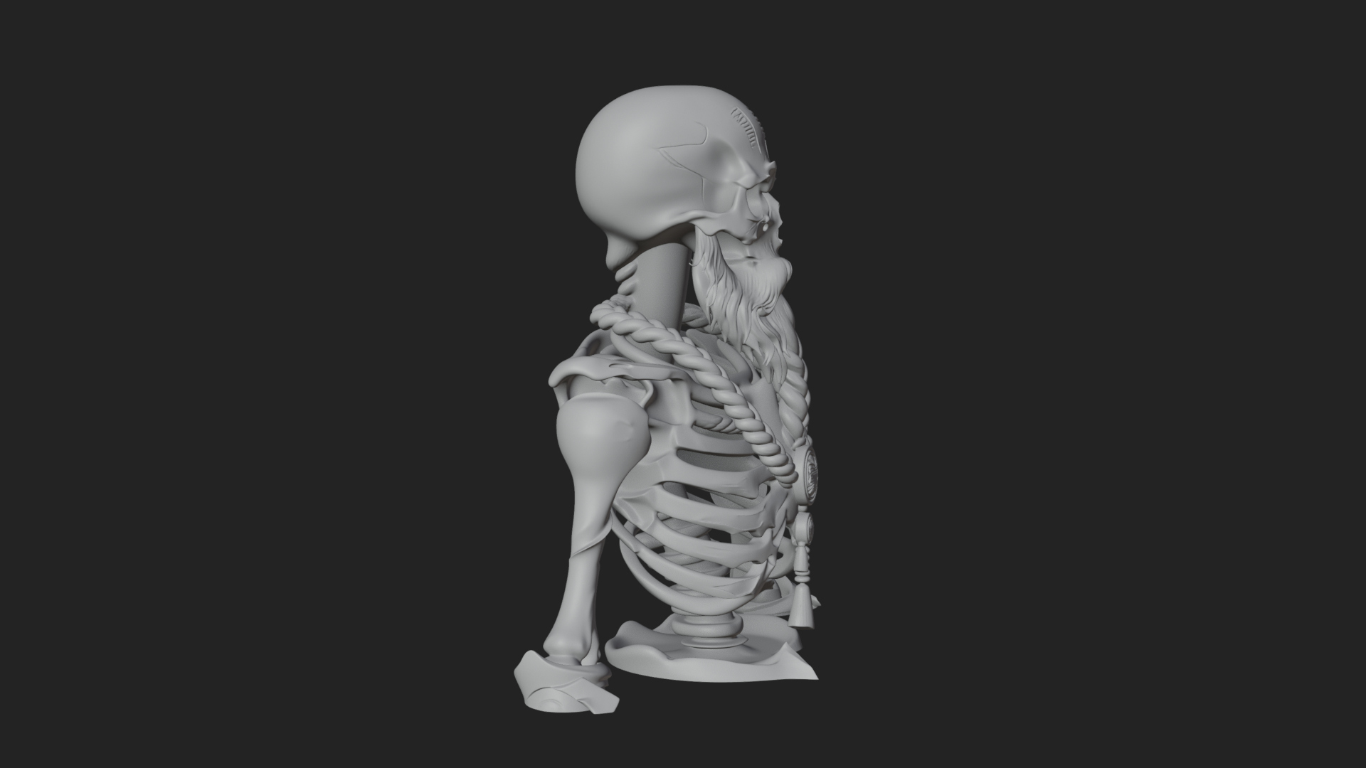 Bearded Skeleton Bust Statue Design 1 3D Print Model 3D Model