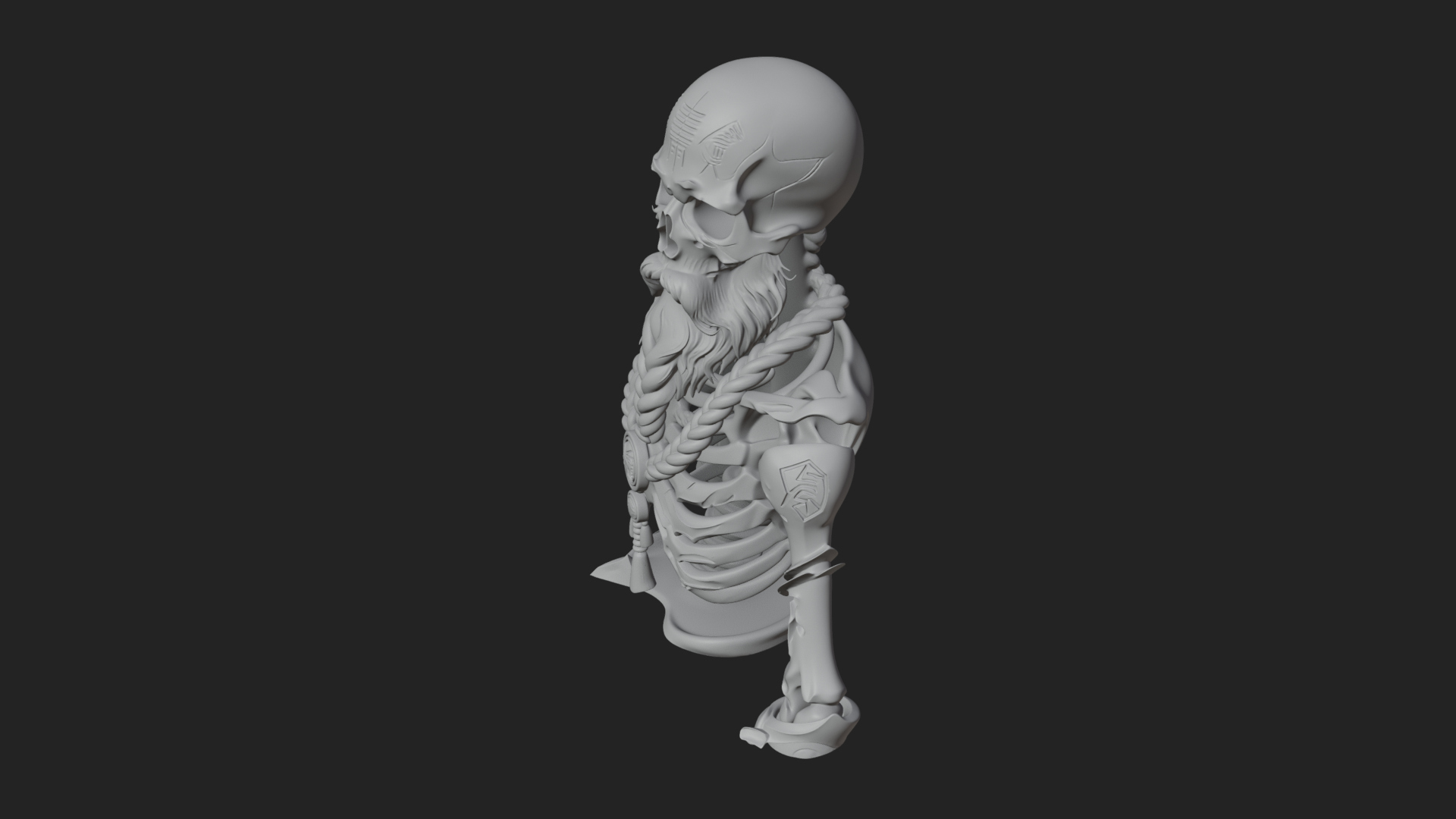 Bearded Skeleton Bust Statue Design 1 3D Print Model 3D Model