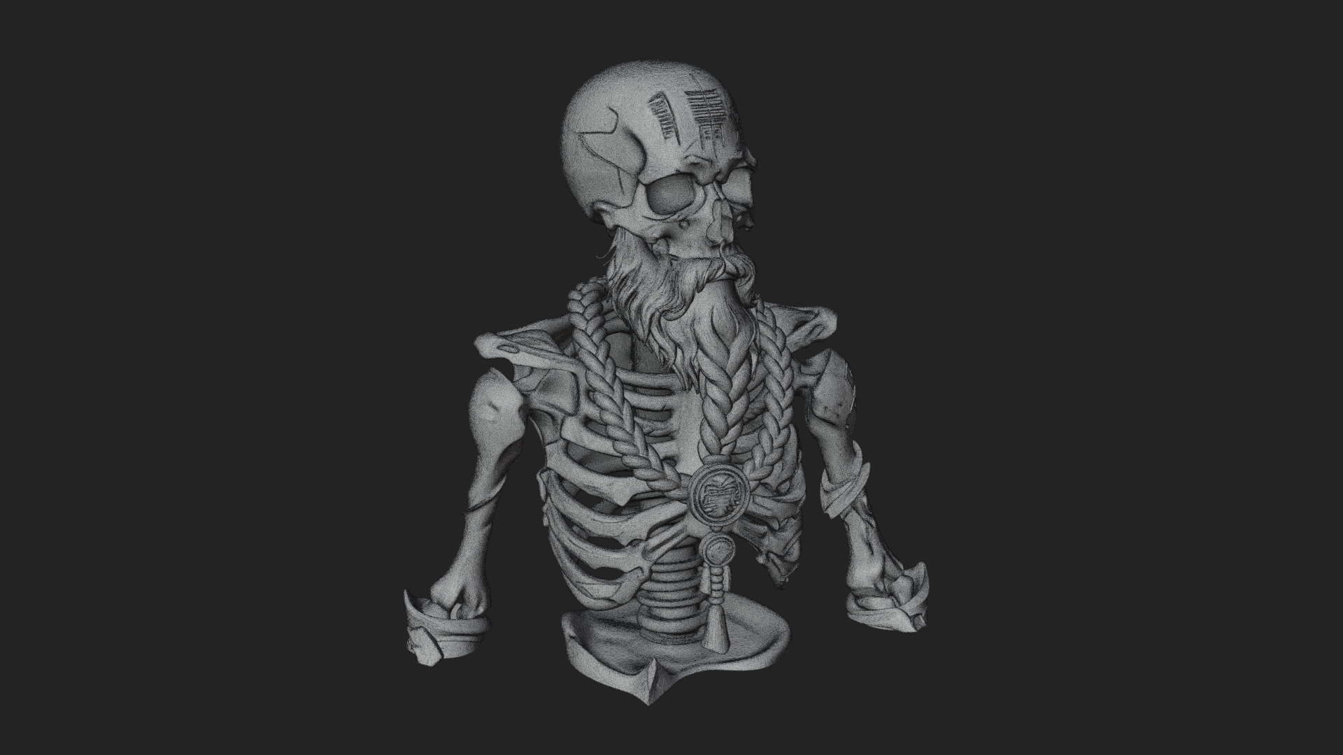 Bearded Skeleton Bust Statue Design 1 3D Print Model 3D Model