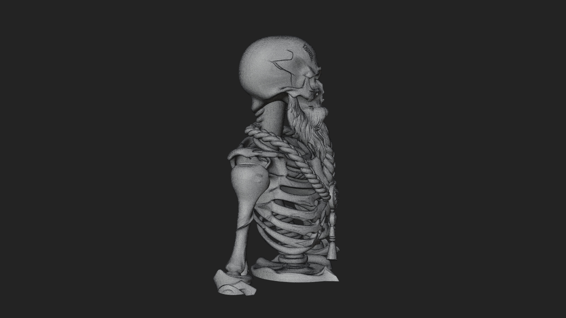 Bearded Skeleton Bust Statue Design 1 3D Print Model 3D Model