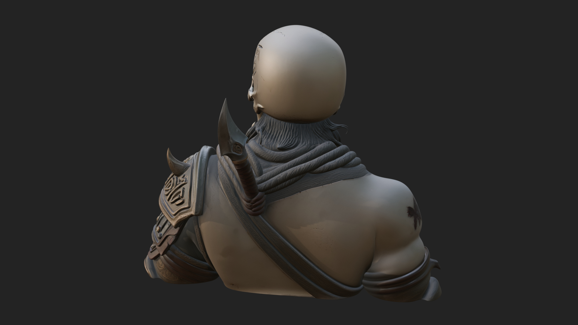 Bearded Skeleton Bust Statue Design 2 3D Print Model 3D Model