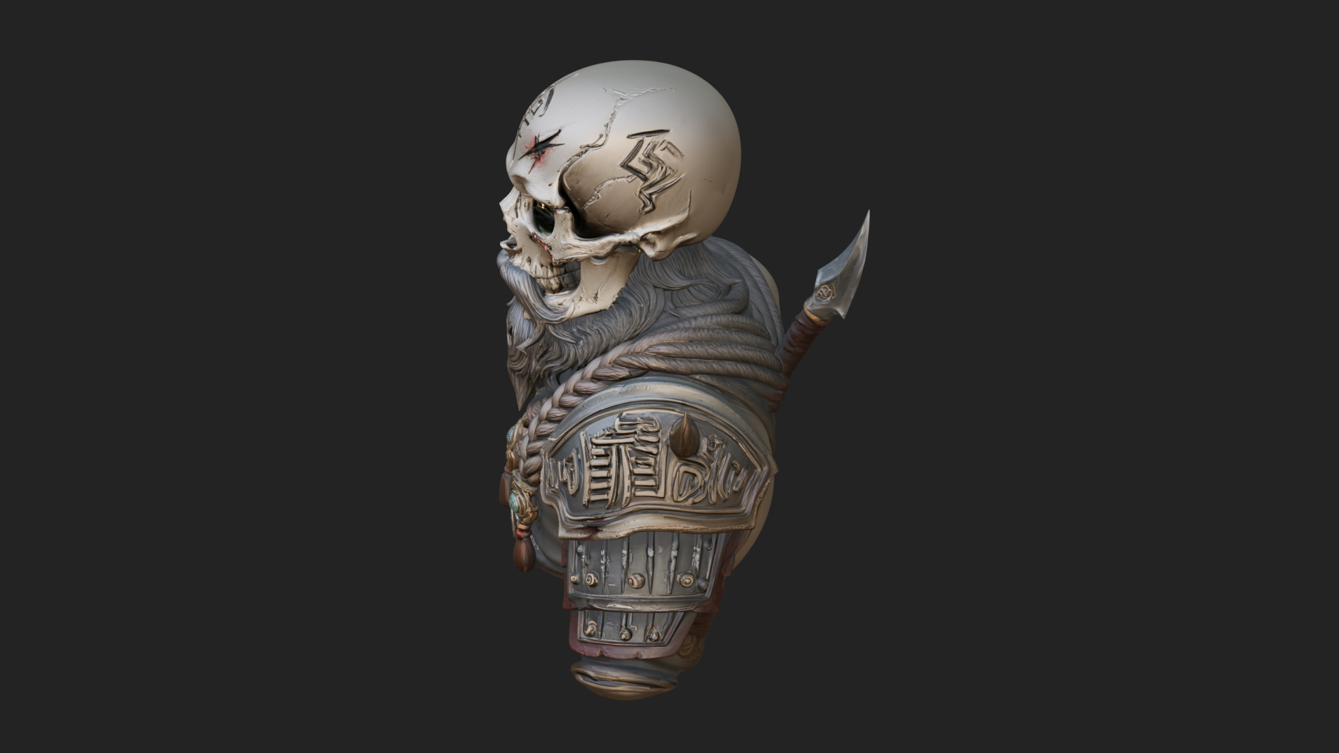 Bearded Skeleton Bust Statue Design 2 3D Print Model 3D Model