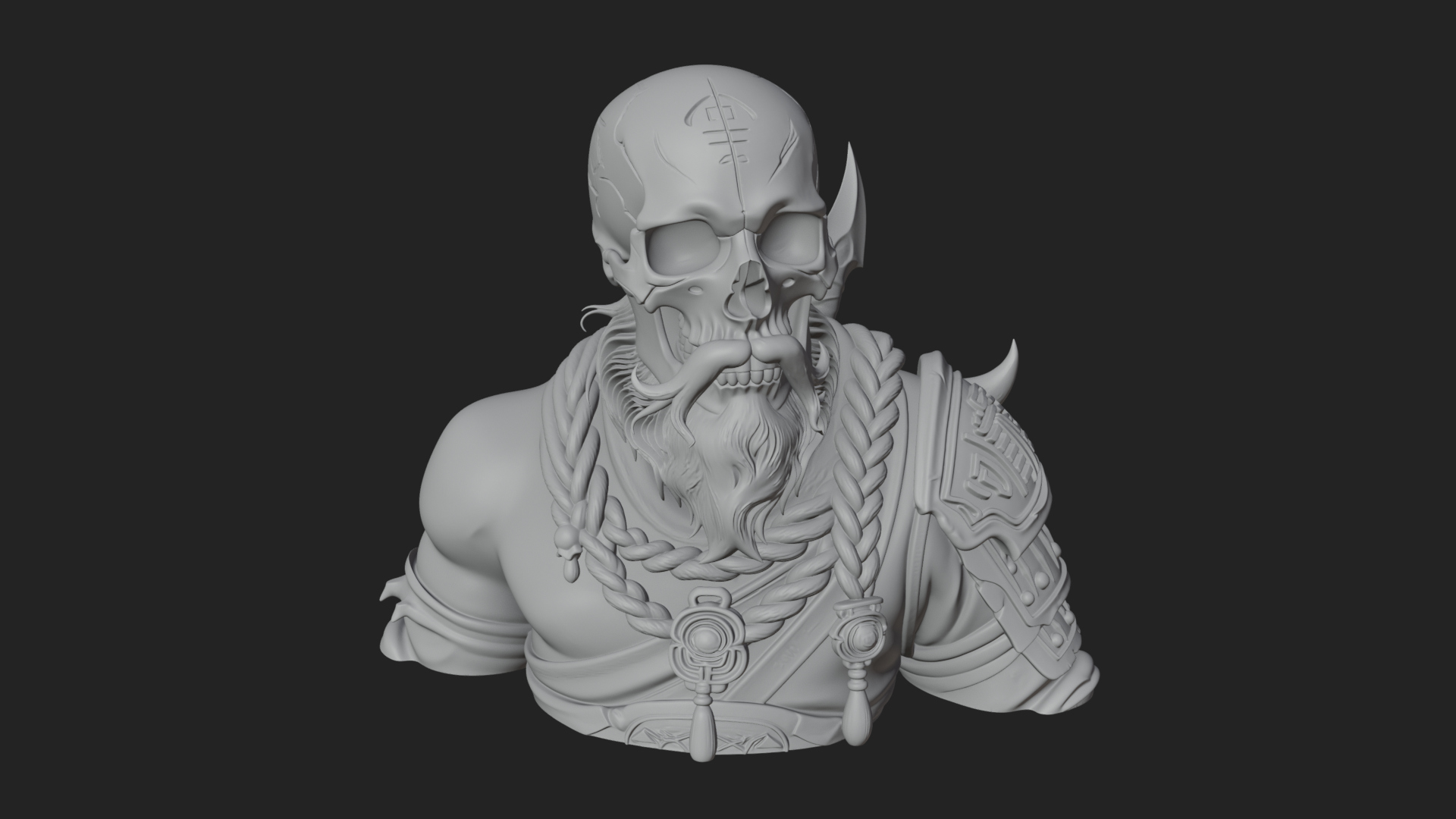 Bearded Skeleton Bust Statue Design 2 3D Print Model 3D Model