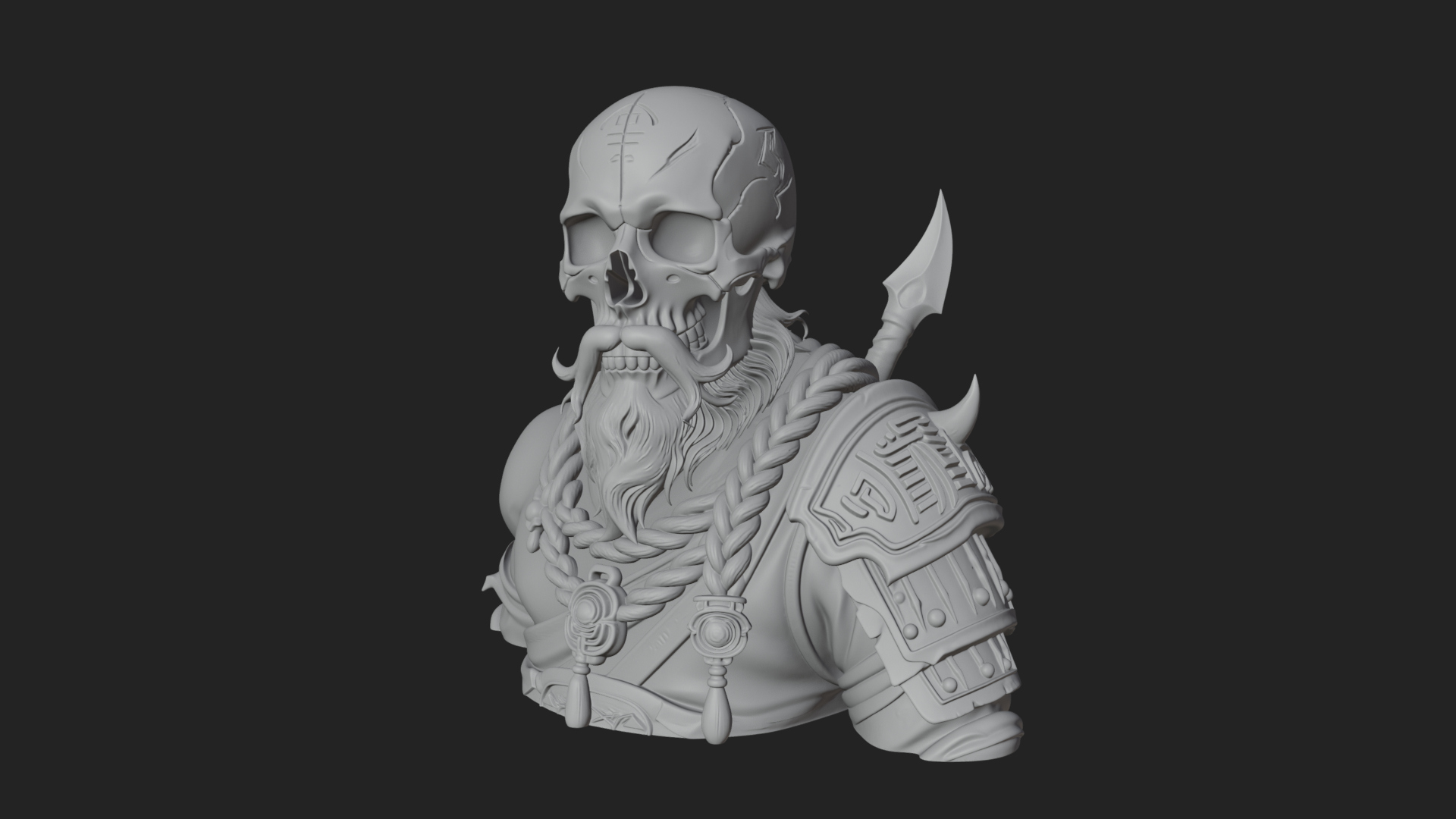 Bearded Skeleton Bust Statue Design 2 3D Print Model 3D Model