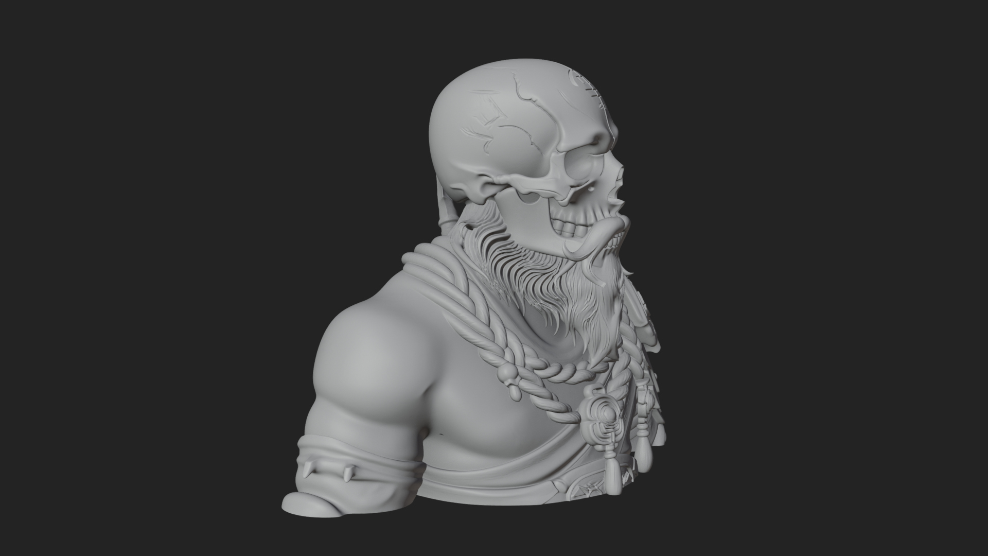 Bearded Skeleton Bust Statue Design 2 3D Print Model 3D Model