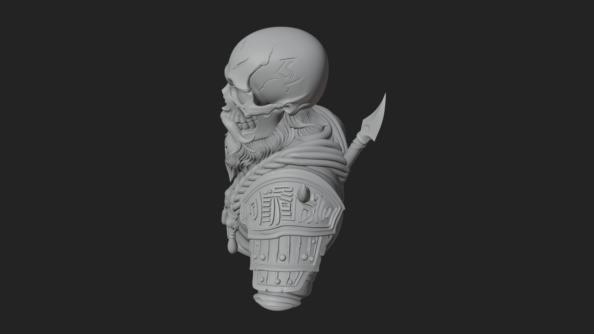 Bearded Skeleton Bust Statue Design 2 3D Print Model 3D Model