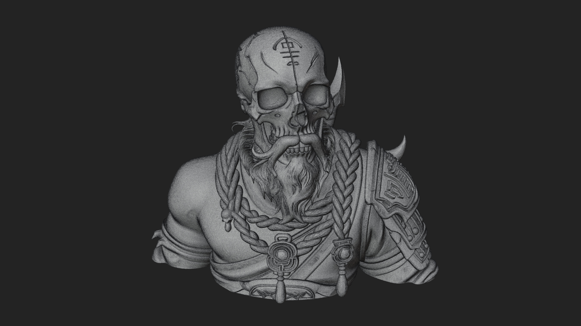 Bearded Skeleton Bust Statue Design 2 3D Print Model 3D Model