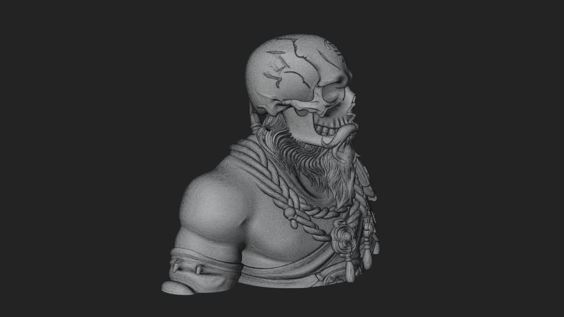 Bearded Skeleton Bust Statue Design 2 3D Print Model 3D Model