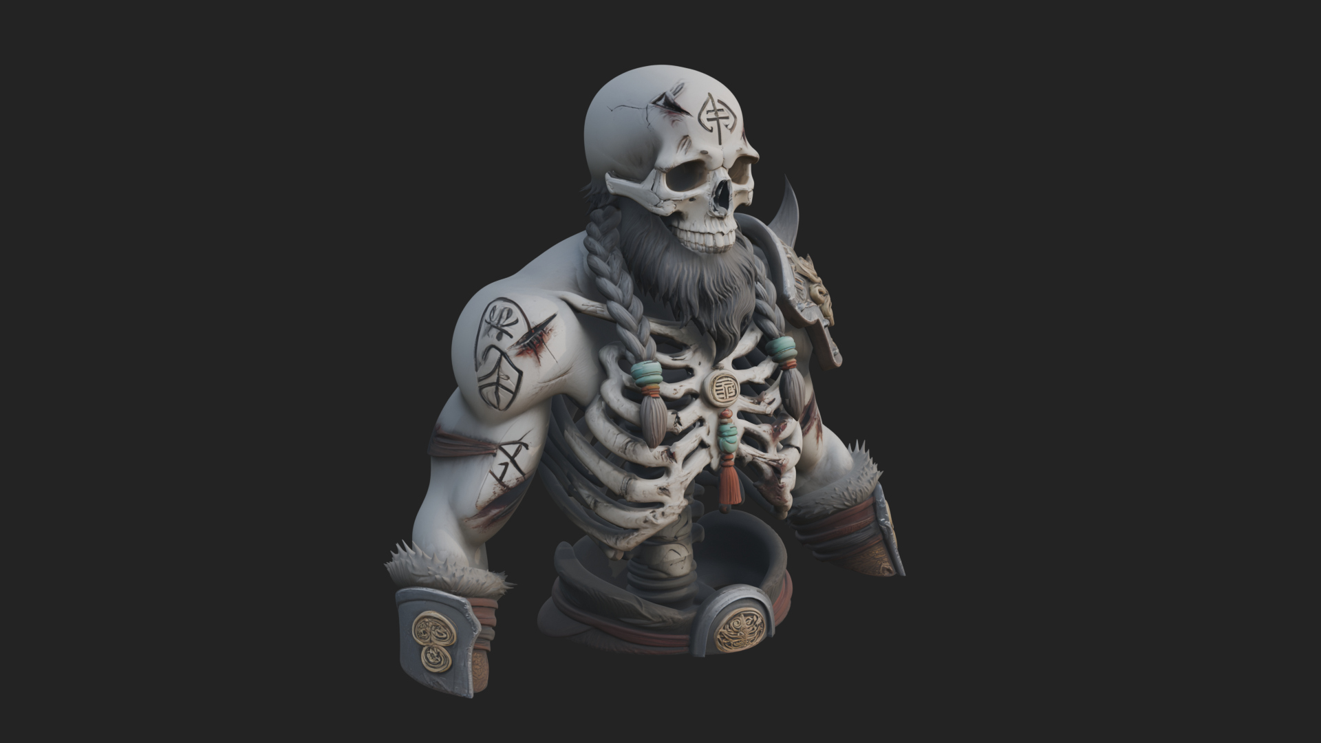 Bearded Skeleton Bust Statue Design 3 3D Print Model 3D Model