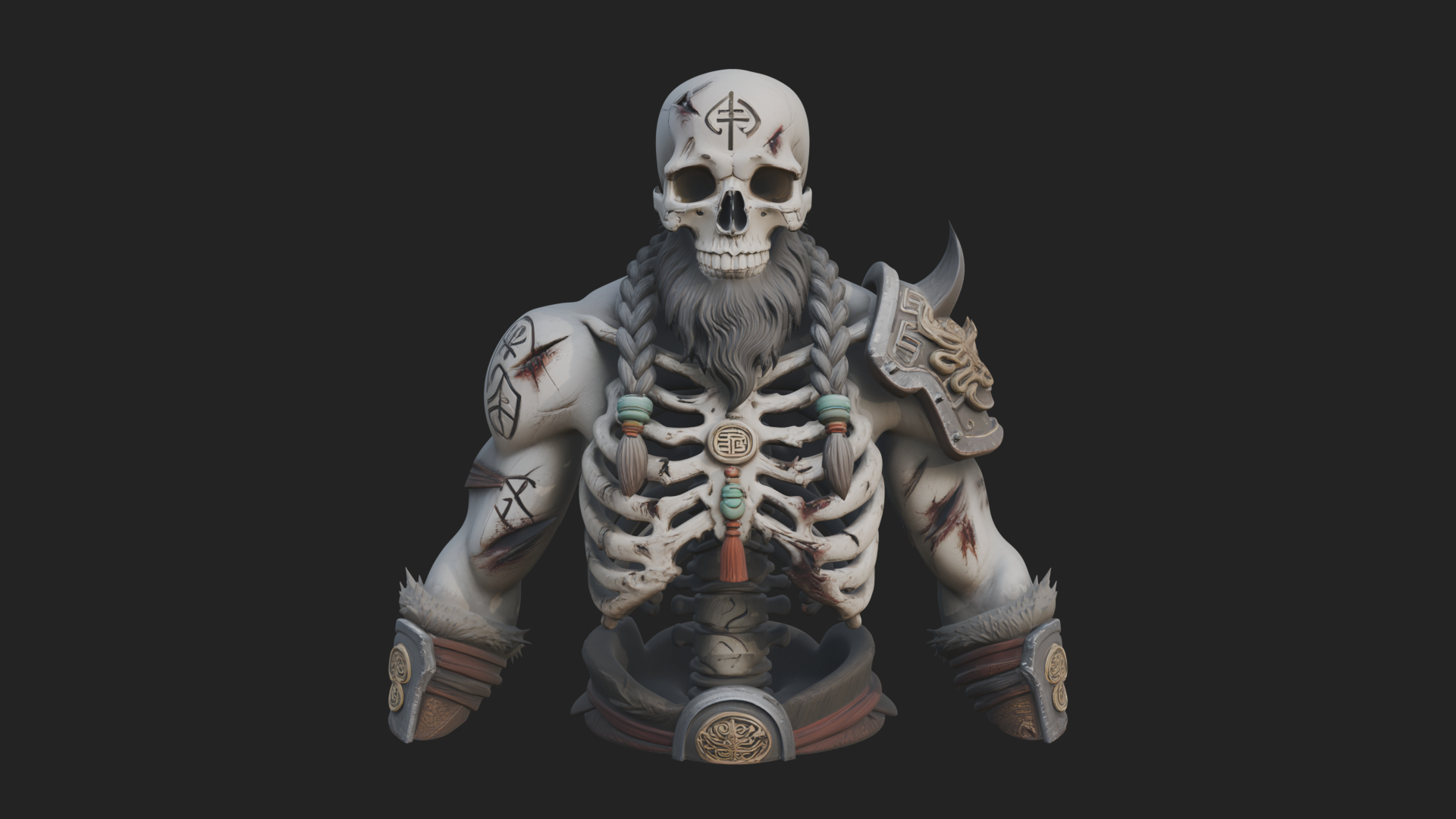 Bearded Skeleton Bust Statue Design 3 3D Print Model 3D Model