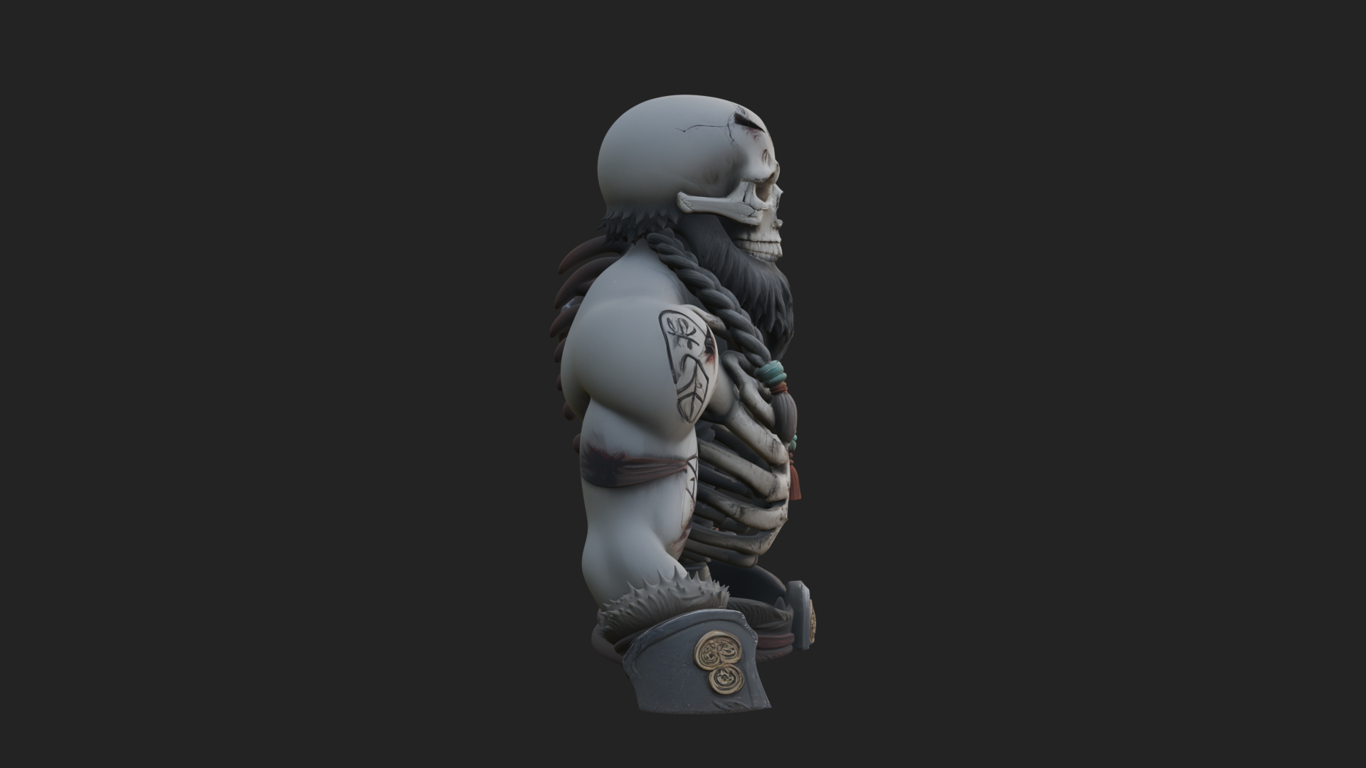 Bearded Skeleton Bust Statue Design 3 3D Print Model 3D Model