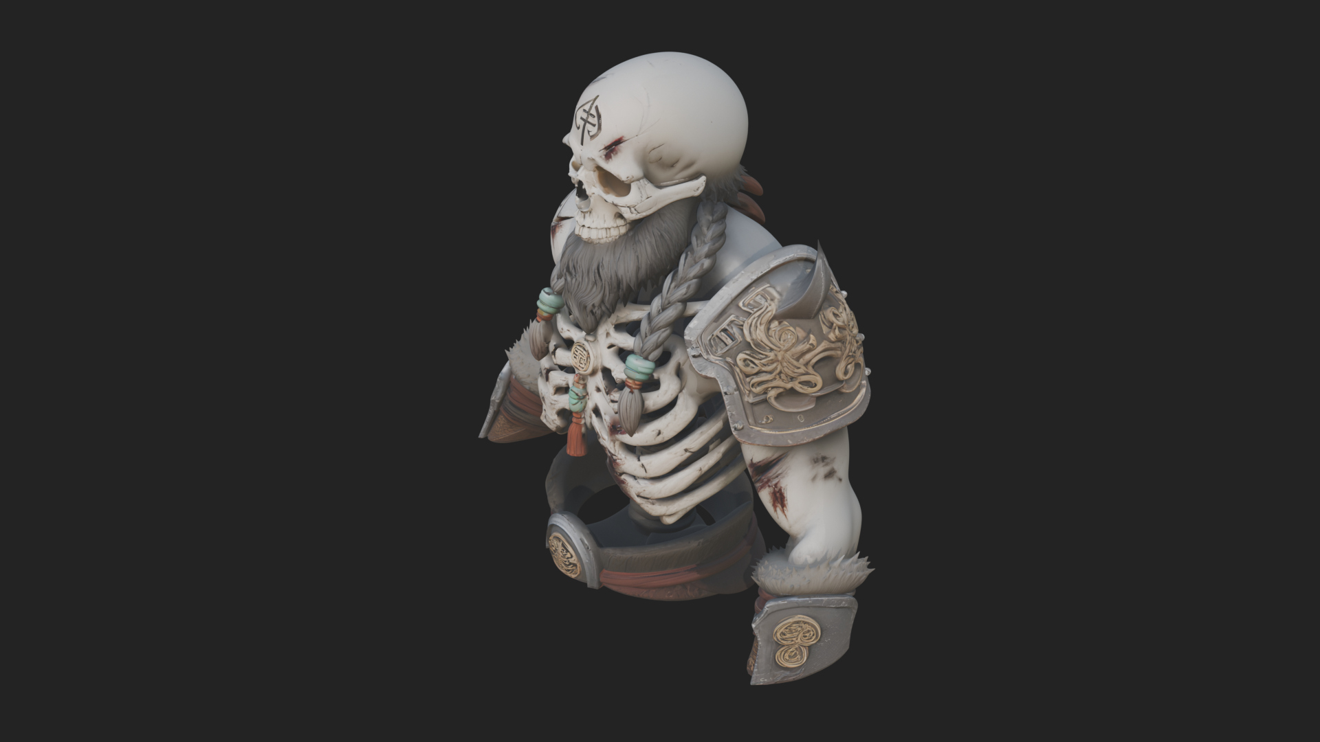 Bearded Skeleton Bust Statue Design 3 3D Print Model 3D Model