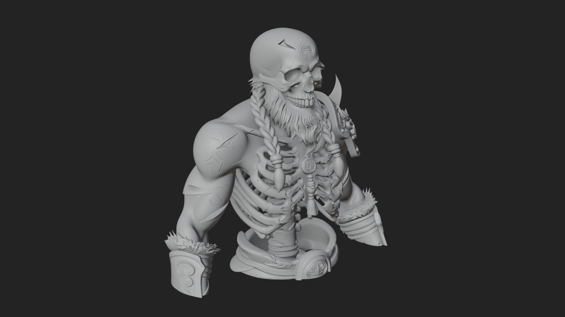 Bearded Skeleton Bust Statue Design 3 3D Print Model 3D Model
