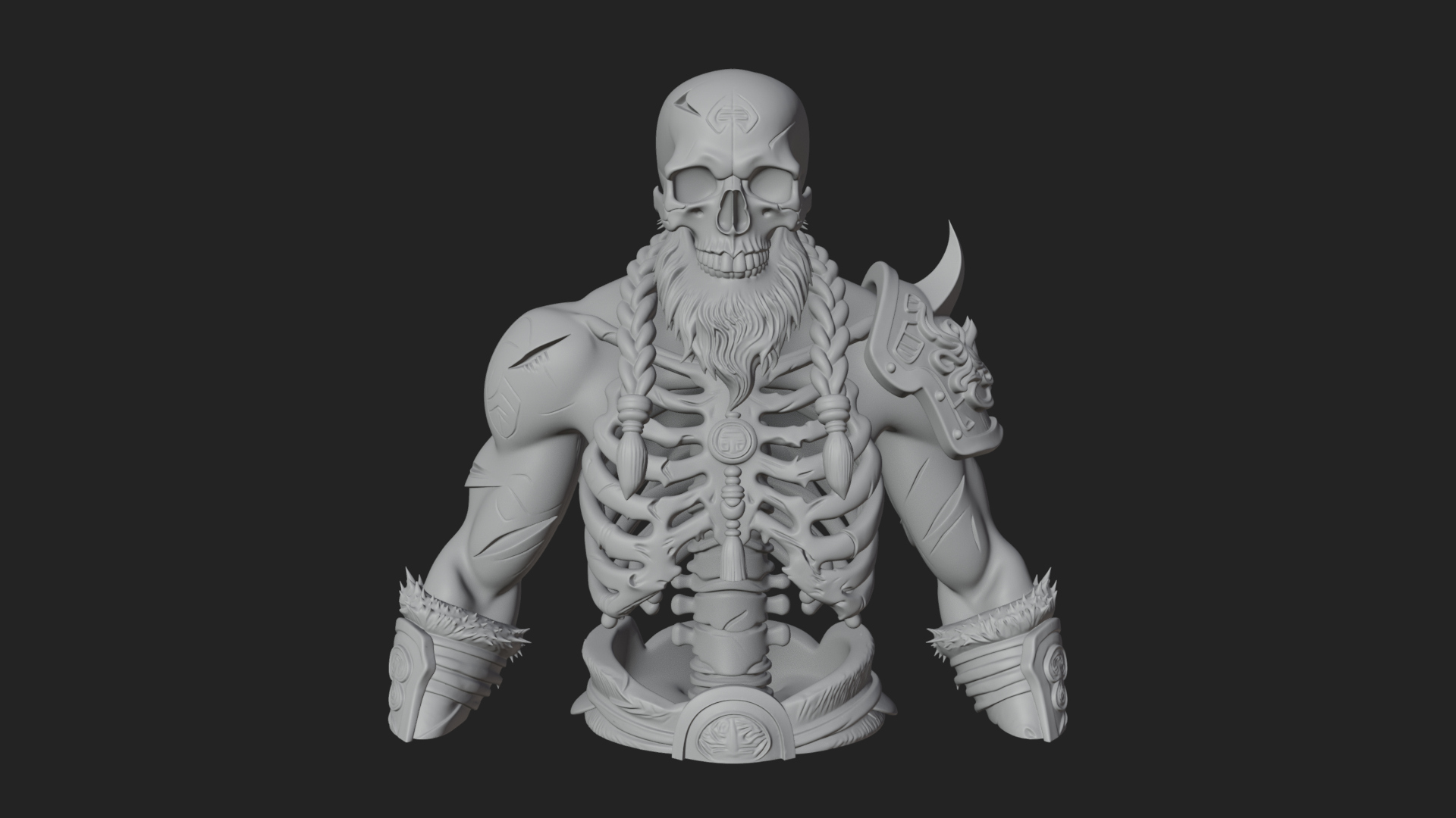 Bearded Skeleton Bust Statue Design 3 3D Print Model 3D Model