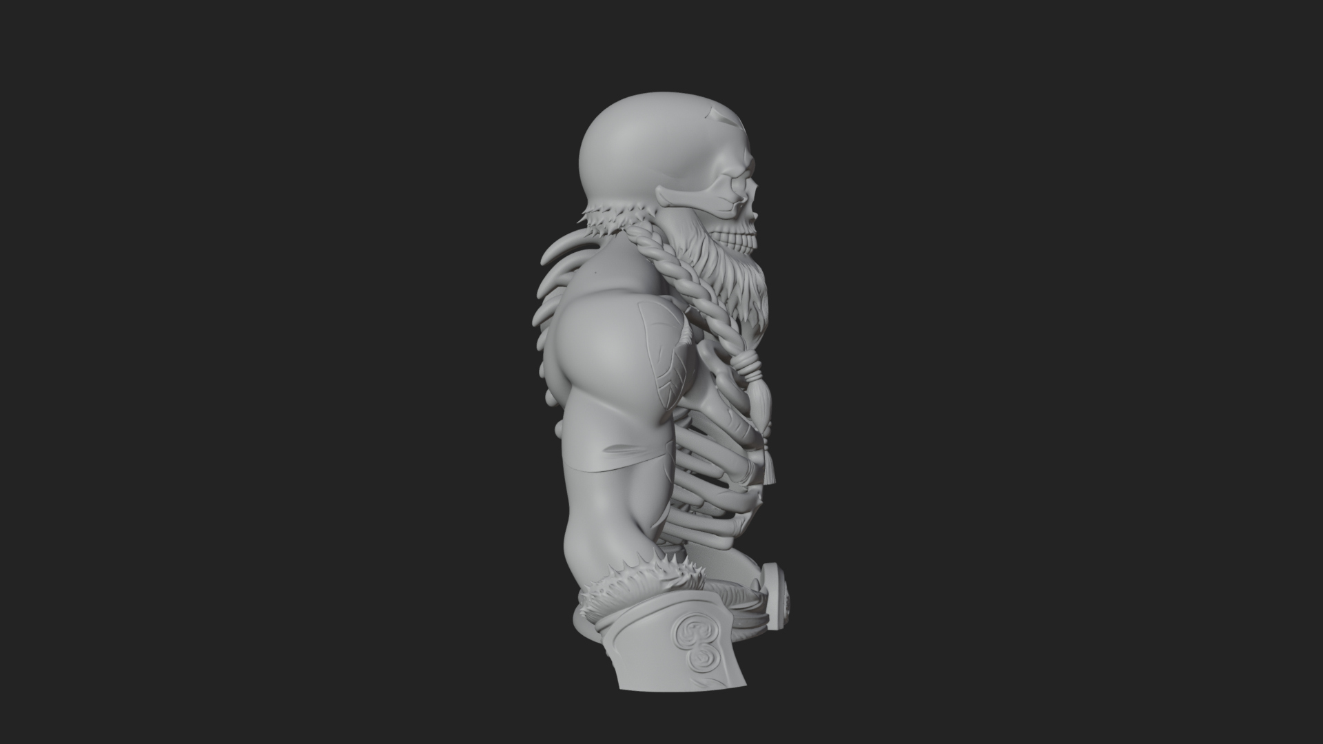 Bearded Skeleton Bust Statue Design 3 3D Print Model 3D Model