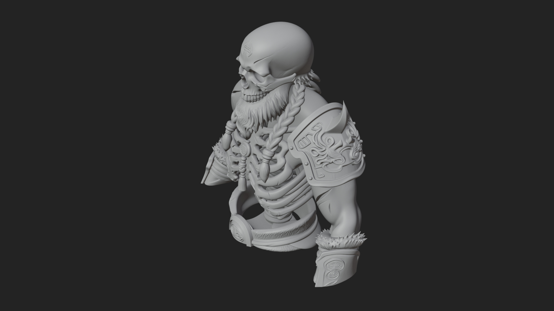 Bearded Skeleton Bust Statue Design 3 3D Print Model 3D Model