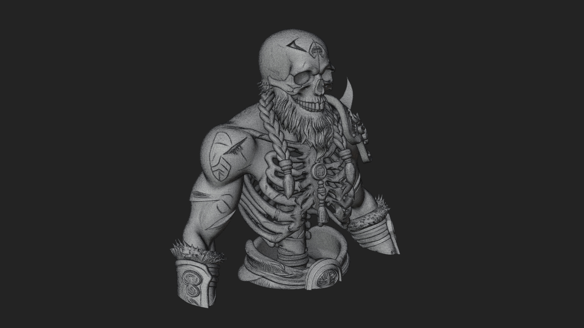 Bearded Skeleton Bust Statue Design 3 3D Print Model 3D Model