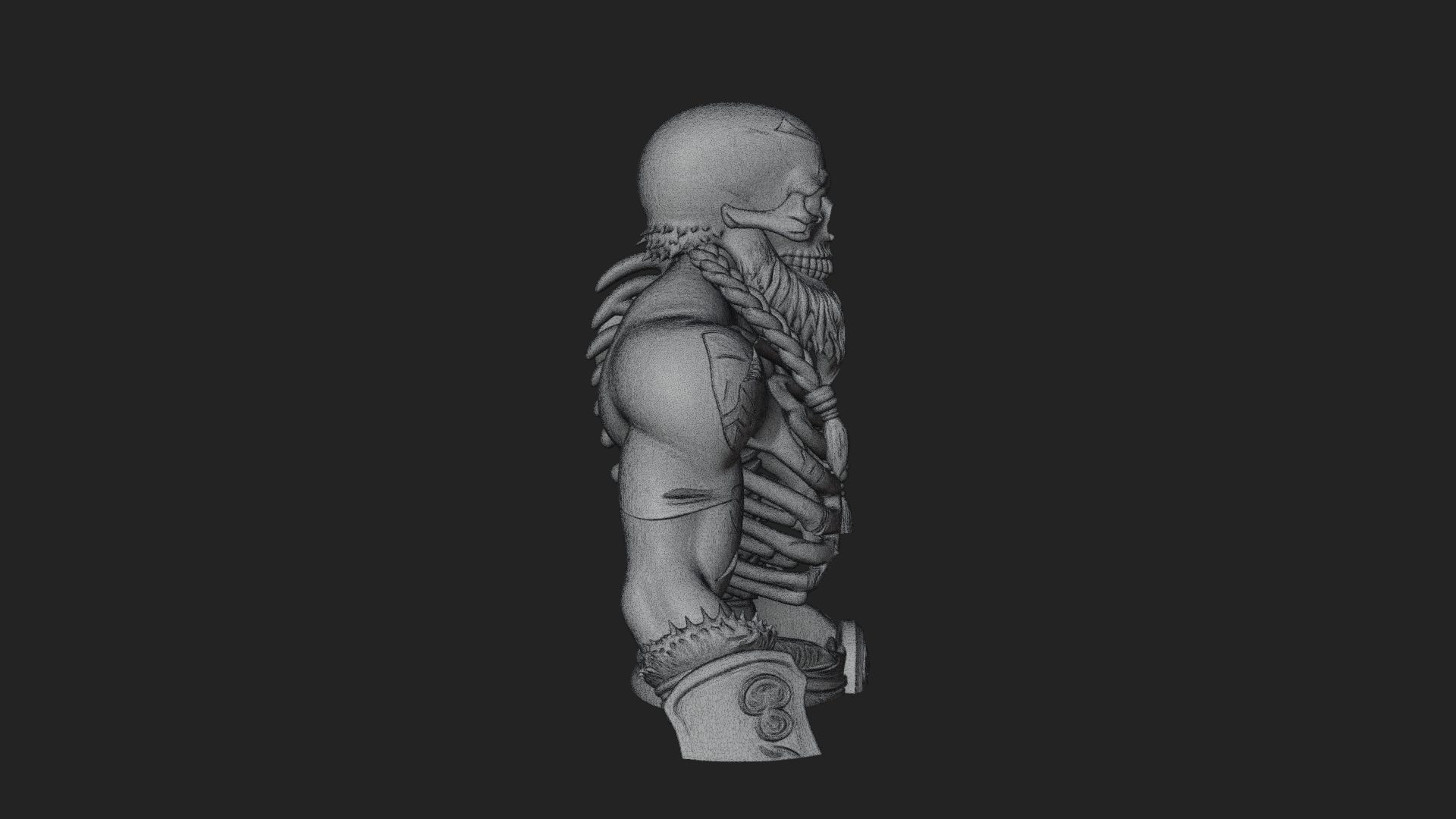 Bearded Skeleton Bust Statue Design 3 3D Print Model 3D Model