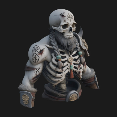 Bearded Skeleton Bust Statue Design 3 3D Print Model