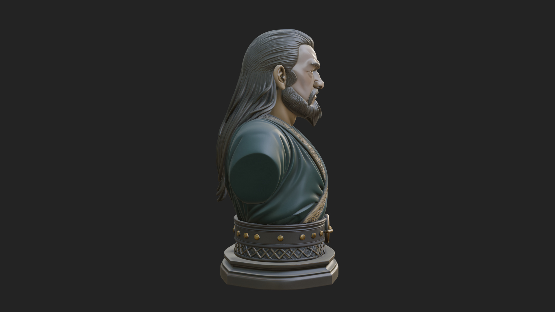 Bearded Warlord Bust Statue Design 1 3D Print Model 3D Model