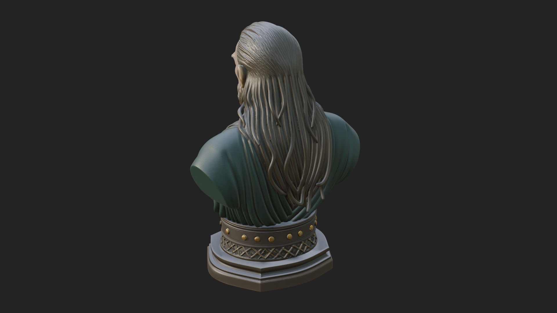 Bearded Warlord Bust Statue Design 1 3D Print Model 3D Model