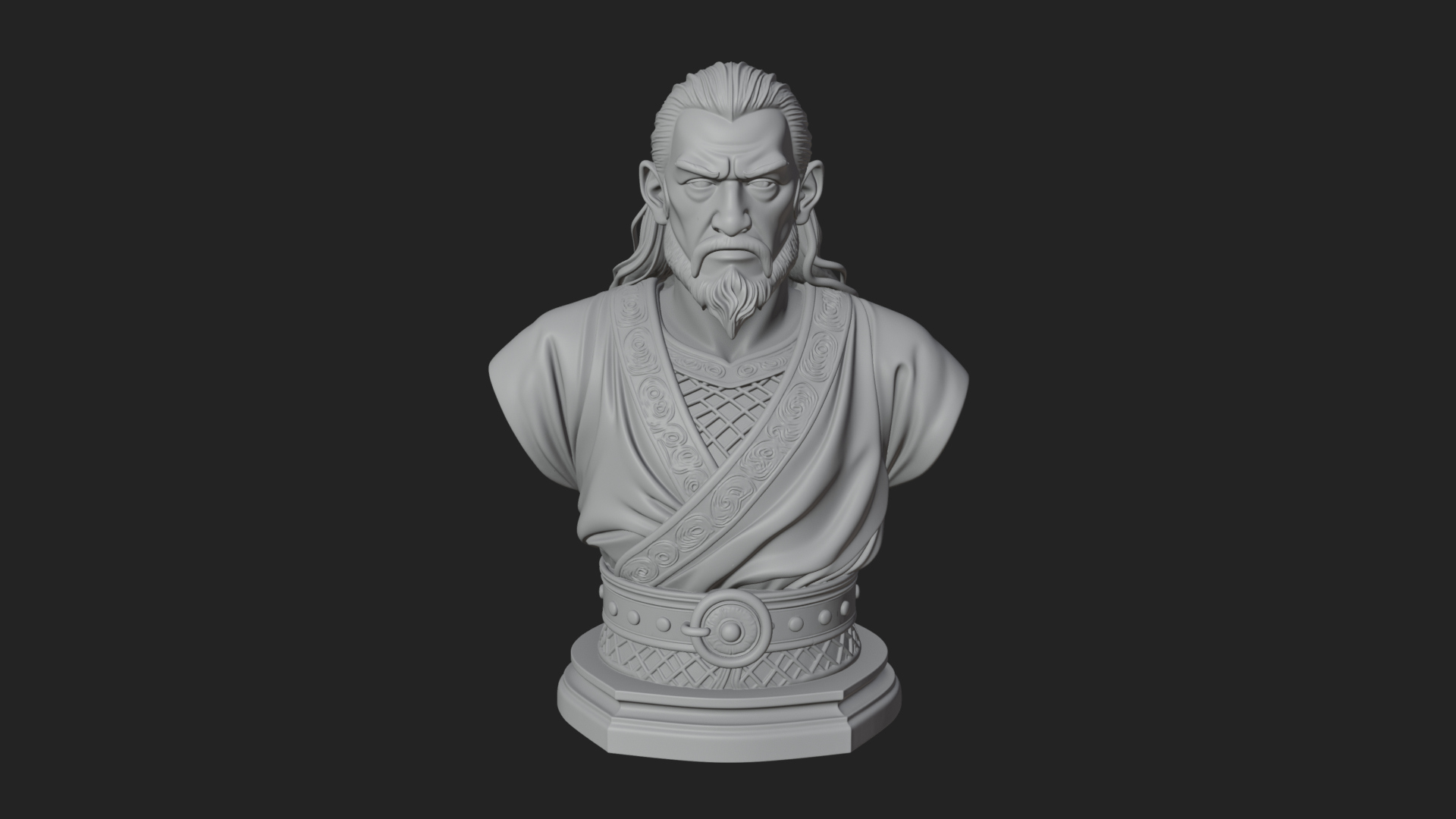 Bearded Warlord Bust Statue Design 1 3D Print Model 3D Model