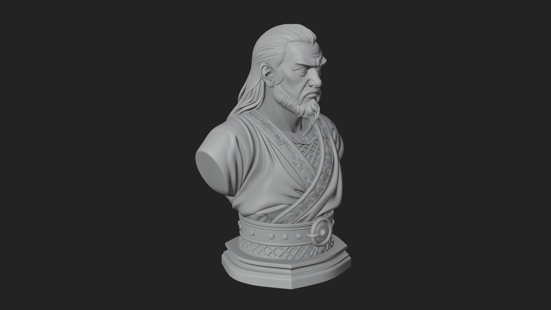 Bearded Warlord Bust Statue Design 1 3D Print Model 3D Model