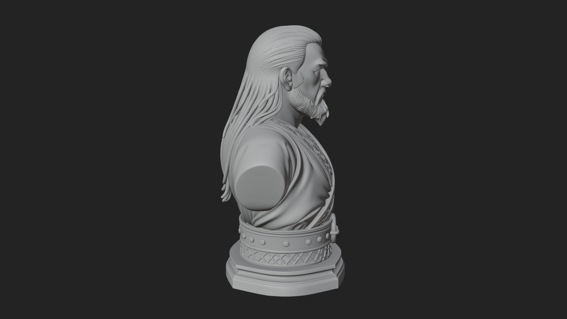 Bearded Warlord Bust Statue Design 1 3D Print Model 3D Model