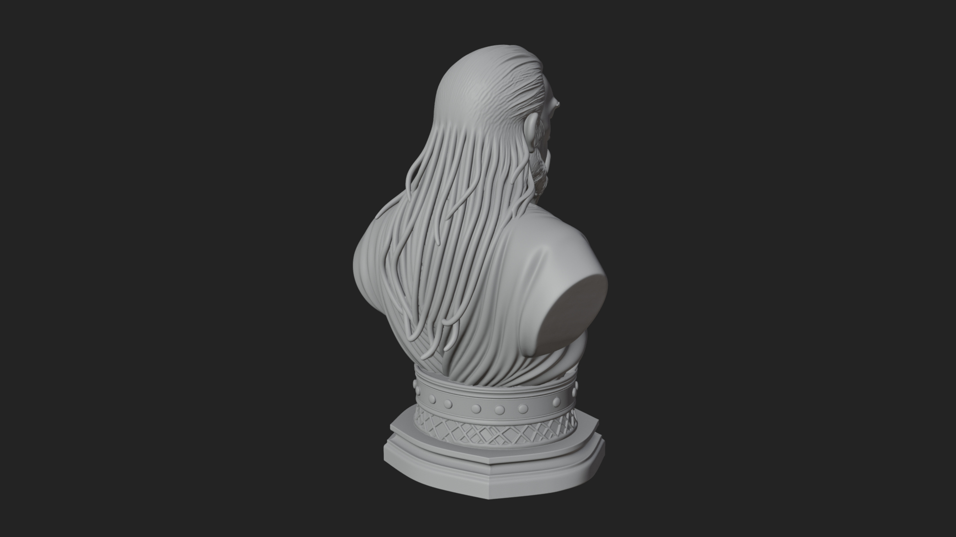 Bearded Warlord Bust Statue Design 1 3D Print Model 3D Model