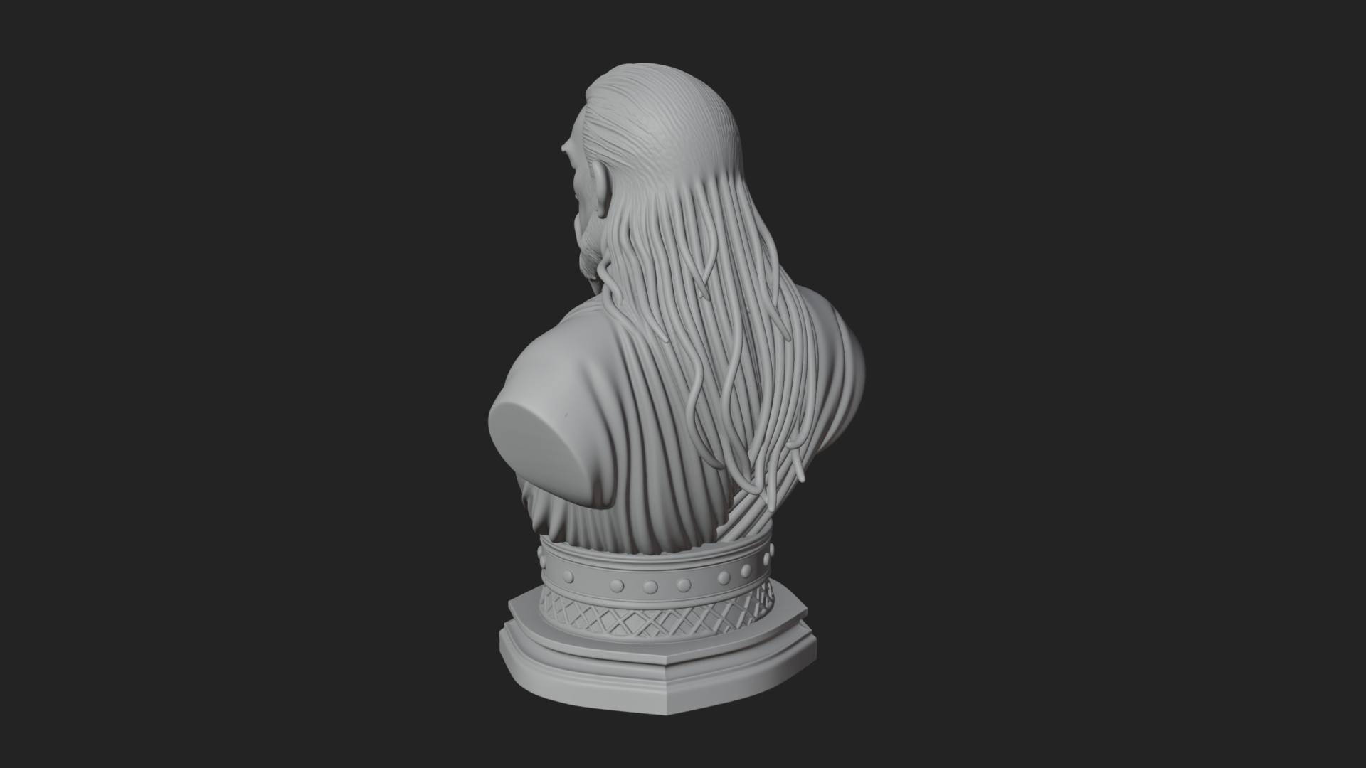 Bearded Warlord Bust Statue Design 1 3D Print Model 3D Model