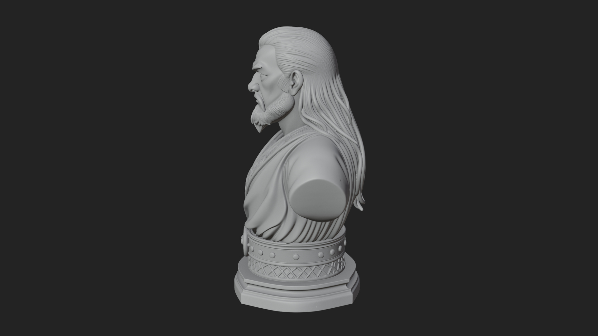 Bearded Warlord Bust Statue Design 1 3D Print Model 3D Model