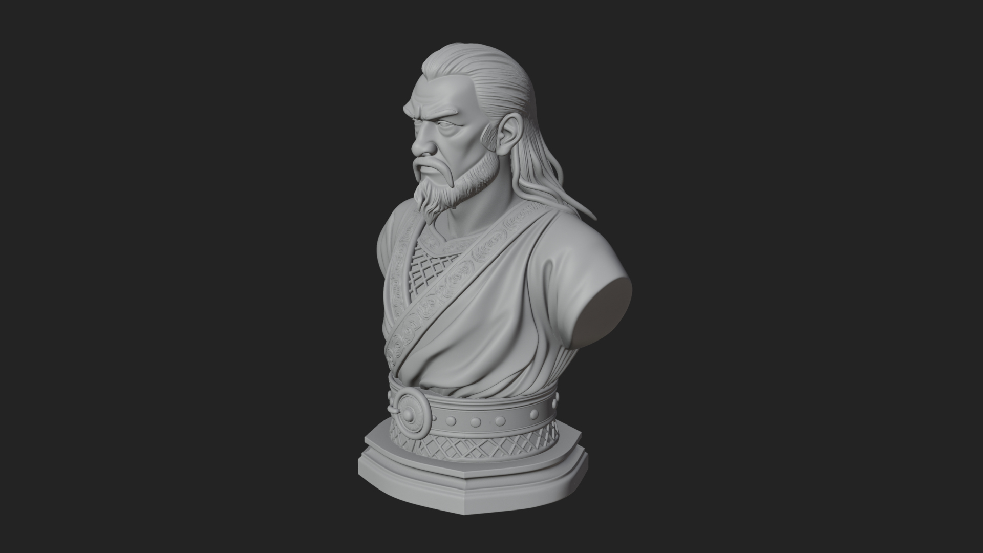 Bearded Warlord Bust Statue Design 1 3D Print Model 3D Model