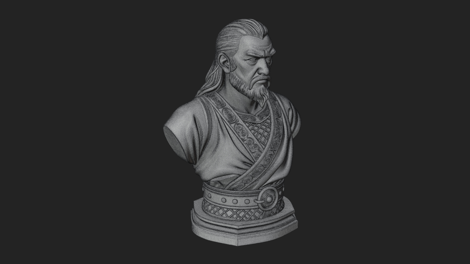 Bearded Warlord Bust Statue Design 1 3D Print Model 3D Model