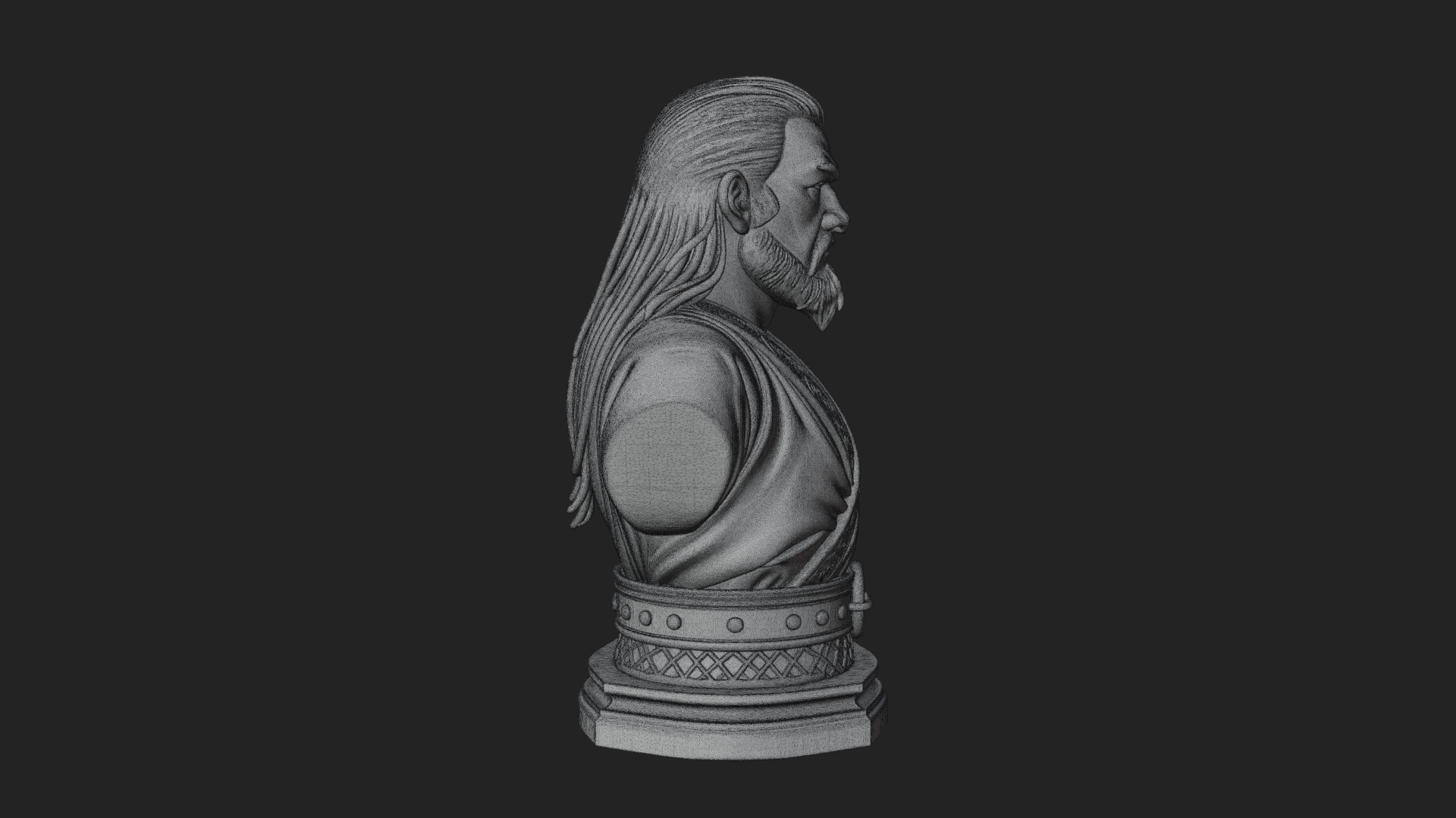 Bearded Warlord Bust Statue Design 1 3D Print Model 3D Model