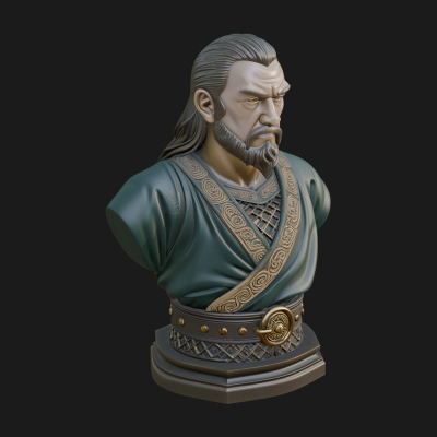 Bearded Warlord Bust Statue Design 1 3D Print Model