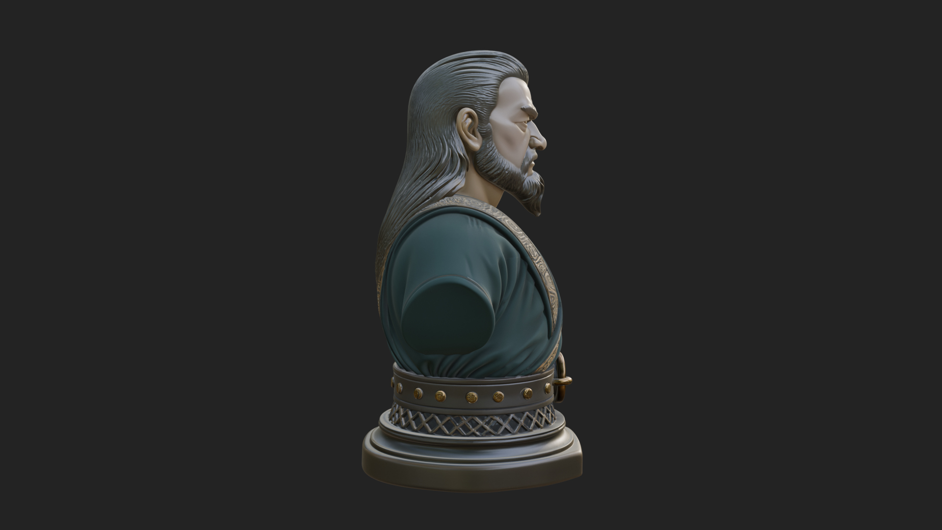 Bearded Warlord Bust Statue Design 2 3D Print Model 3D Model
